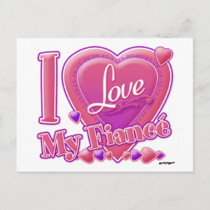I Liebe My Fiancé pink/lila - Herz Postkarte