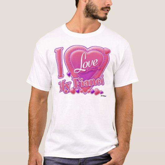 I Liebe My Fiancé pink/lila - Herz T-Shirt (Vorderseite)