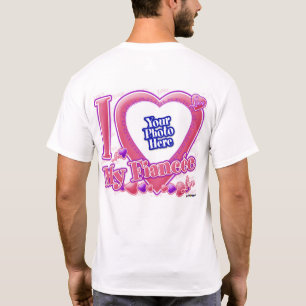 I Liebe My Fiancée rosa/lila - Foto zurück T-Shirt