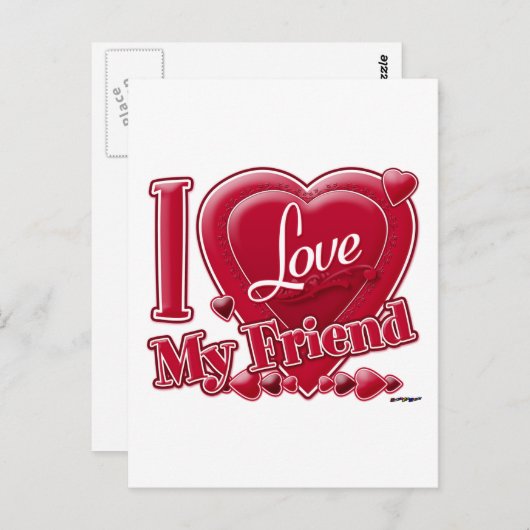 I Liebe My Friend red - heart Postkarte (Vorne/Hinten)