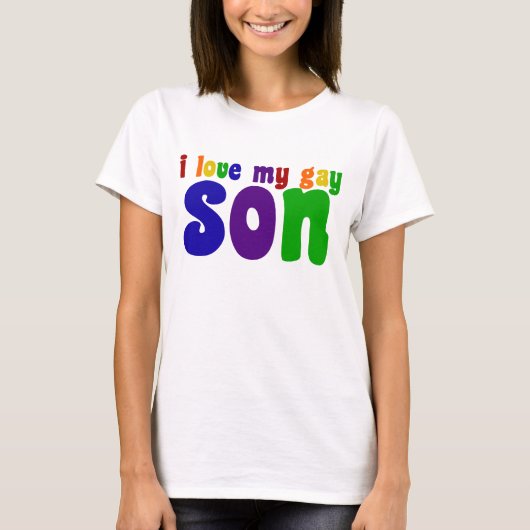 I Liebe My Gay Son LGBTQ Mama T-Shirt (Vorderseite)