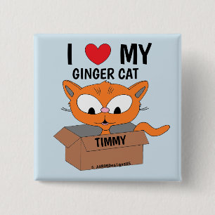 "I Liebe My Ginger Cat" Personalisiert Button