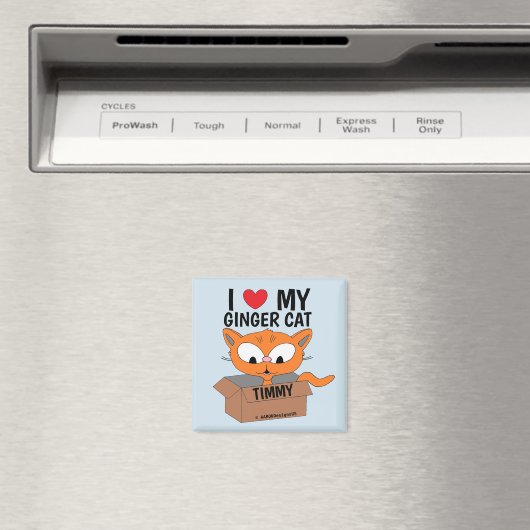 "I Liebe My Ginger Cat" Personalisiert Magnet (In Situ (Geschirrspüler))