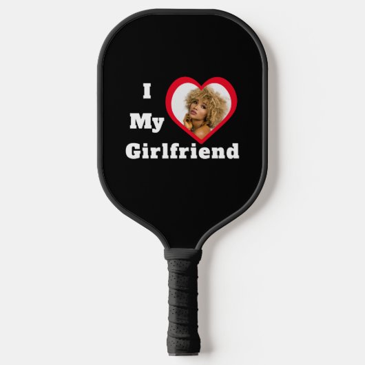 I Liebe My Girlfriend Bae Personalisiertes Foto Pickleball Schläger (Vorderseite)