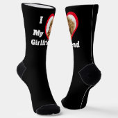 I Liebe My Girlfriend Bae Personalisiertes Foto Socken (Gewinkelt)