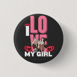 I Liebe My Girlfriend Custom black i luv 1 button