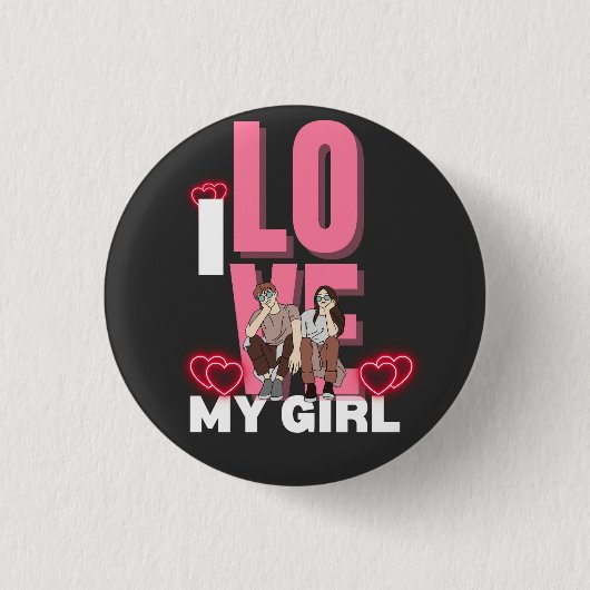 I Liebe My Girlfriend Custom black i luv 1 button (Vorderseite)