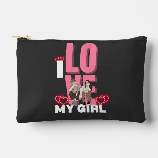 I Liebe My Girlfriend Custom black i luv 1 button Zubehörtasche (Vorderseite)