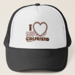 I Liebe My Girlfriend Custom Trucker Hat Truckerkappe<br><div class="desc">niedlicher und blubbly Schriftart,  der "I Liebe My GIRLFRIEND" mit einem großen Herz sagt,  mit dem Sie Ihr Bild in schwarz und hellrosa einfügen können</div>