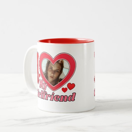 I Liebe My Girlfriend Ehefrau Ehemann Foto Zweifarbige Tasse (Vorderseite Links)