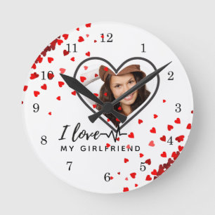 I Liebe My Girlfriend FOTO Geschenk Personalisiert Runde Wanduhr