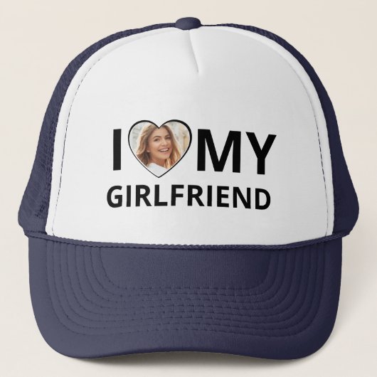 I Liebe My Girlfriend Foto Herz Funny Boyfriend Truckerkappe (Vorderseite)