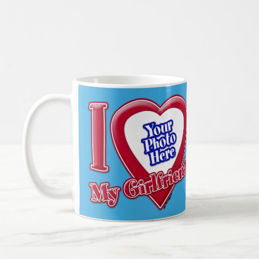 I Liebe My Girlfriend Foto Red Heart Aquamarin Kaffeetasse (Links)