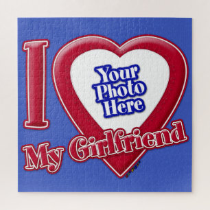 I Liebe My Girlfriend Foto Red Heart D R Blue Puzzle