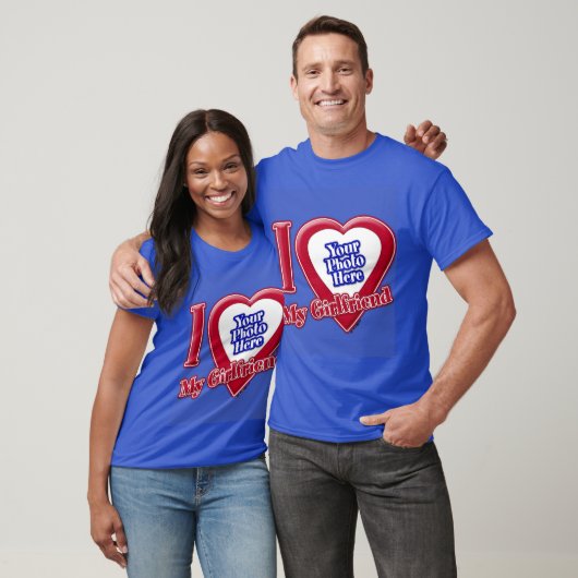 I Liebe My Girlfriend Foto Red Heart D R Blue T-Shirt (Unisex)