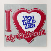 I Liebe My Girlfriend Foto Red Heart Grau Puzzle (Vertikal)