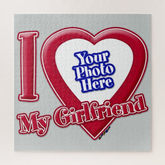 I Liebe My Girlfriend Foto Red Heart Grau Puzzle (Vertikal)