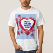 I Liebe My Girlfriend Foto Red Heart Kiss Baby Blu T-Shirt (Vorderseite)