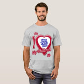 I Liebe My Girlfriend Foto Red Heart Kiss Grau T-Shirt (Vorne ganz)