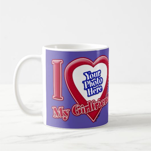 I Liebe My Girlfriend Foto Red Heart Lila Kaffeetasse (Links)