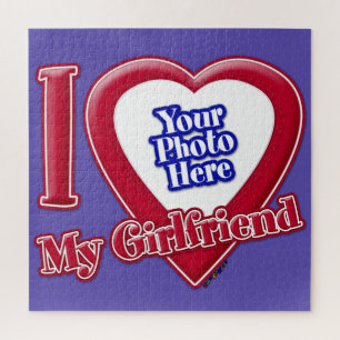 I Liebe My Girlfriend Foto Red Heart Lila Puzzle