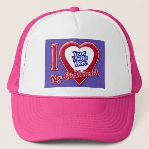 I Liebe My Girlfriend Foto Red Heart Lila Truckerkappe