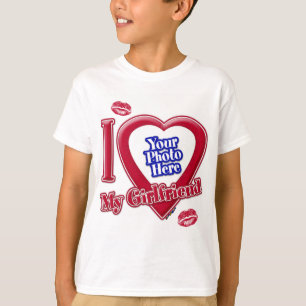 I Liebe My Girlfriend Foto Red Heart Lips T - Shir T-Shirt