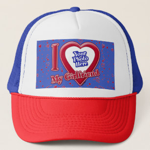 I Liebe My Girlfriend Foto Red Hearts Deep Royal B Truckerkappe
