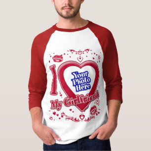 I Liebe My Girlfriend Foto Red Hearts Kiss T-Shirt