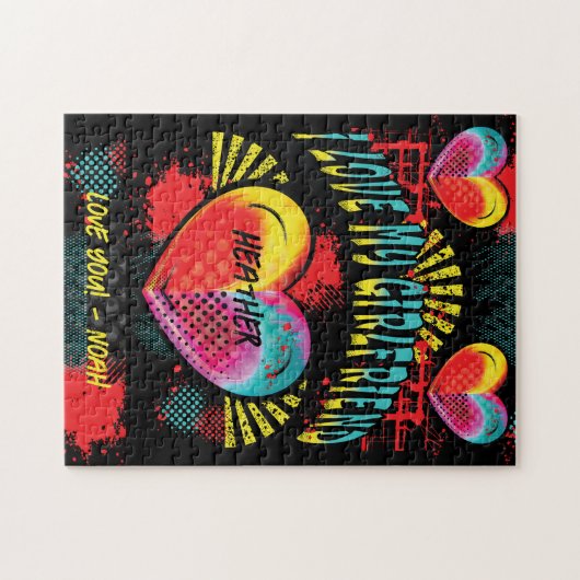 I Liebe My Girlfriend Graffiti Individuelle Name Puzzle (Horizontal)