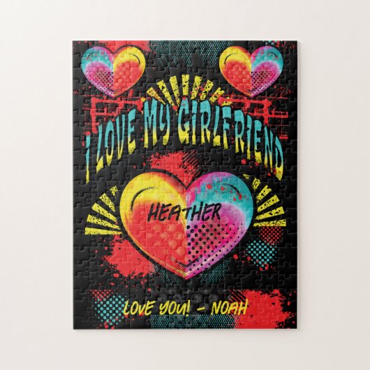 I Liebe My Girlfriend Graffiti Individuelle Name Puzzle (Vertikal)