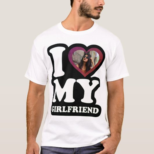 I Liebe My Girlfriend Green Leaf - Custom Foto T-Shirt (Vorderseite)