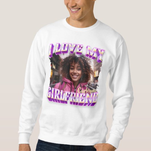 I Liebe My Girlfriend Lila Bootleg Rapper Foto Sweatshirt (Vorderseite)