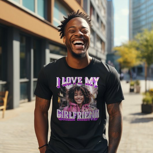 I Liebe My Girlfriend Lila Bootleg Rapper Foto T-Shirt