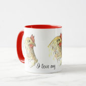I Liebe My Girls Hühnchen Hen Bird Zeichnend Tasse (Vorderseite Links)