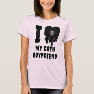 I Liebe My Goth Boyfriend Black Tropfen Heart Foto T-Shirt