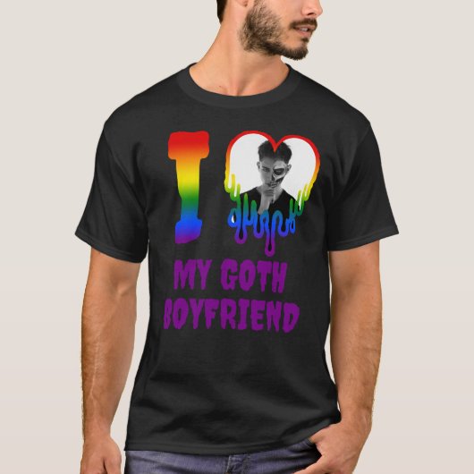 I Liebe My Goth Boyfriend Rainbow Foto T-Shirt (Vorderseite)