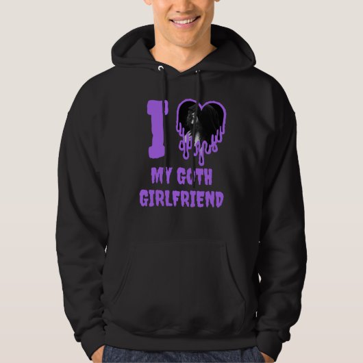 I Liebe My Goth Girlfriend Lila Heart Foto Hoodie (Vorderseite)