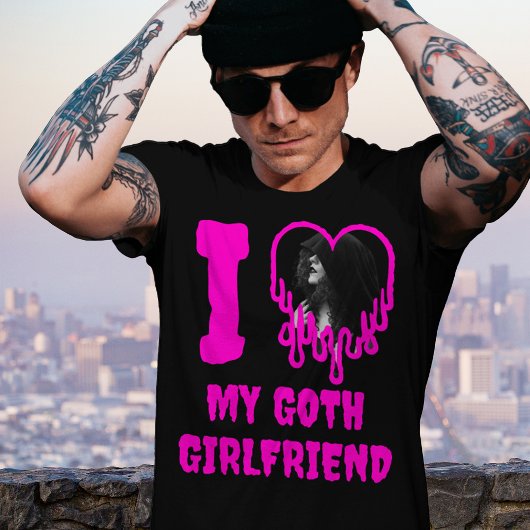 I Liebe My Goth Girlfriend Pink Tropfen Foto T-Shirt