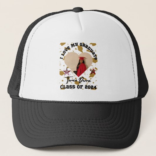 I Liebe My Graduate 2024 Heart Snapback Hat Truckerkappe (Vorderseite)