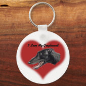 "I Liebe My Greyhound" Dog Art Schlüsselanhänger (Vorderseite)