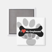 I Liebe My Greyhound - Dog Bone Magnet (Vorderseite/Rückseite)