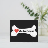 I Liebe My Greyhound - Dog Bone Postkarte (Stehend Vorderseite)