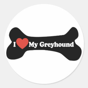 I Liebe My Greyhound - Dog Bone Runder Aufkleber