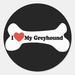 I Liebe My Greyhound - Dog Bone Runder Aufkleber
