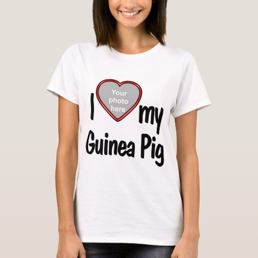 I Liebe My Guinea Pig - Niedliches Foto Rotes Herz T-Shirt (Vorderseite)