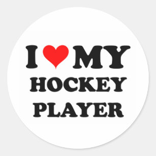 I Liebe My Hockey Player Runder Aufkleber