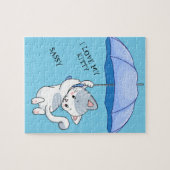 "I LIEBE MY KITTY" Puzzle mit Haustiernamen. (Horizontal)