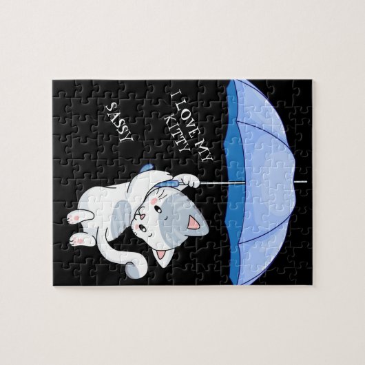 "I LIEBE MY KITTY" Puzzle mit Haustiernamen. (Horizontal)