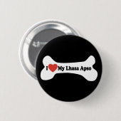 I Liebe My Lhasa Apso - Dog Bone Button (Vorne & Hinten)